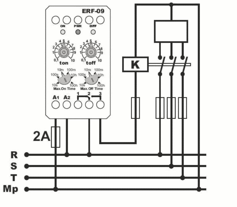 Работа реле времени с задержкой включения