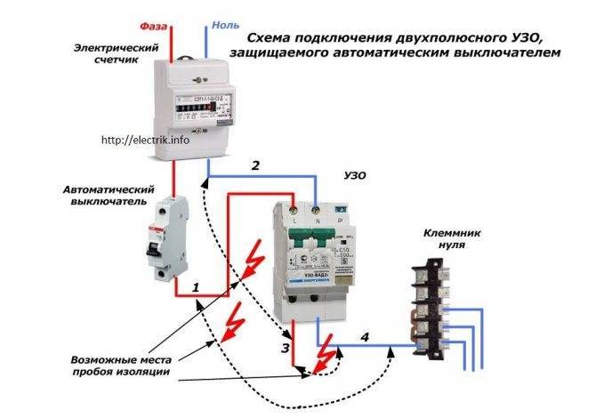 как подключить дифференциальный автомат без заземления