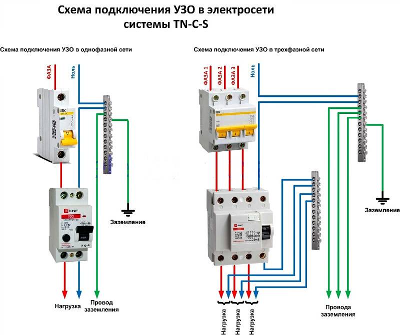 Схема включения УЗО