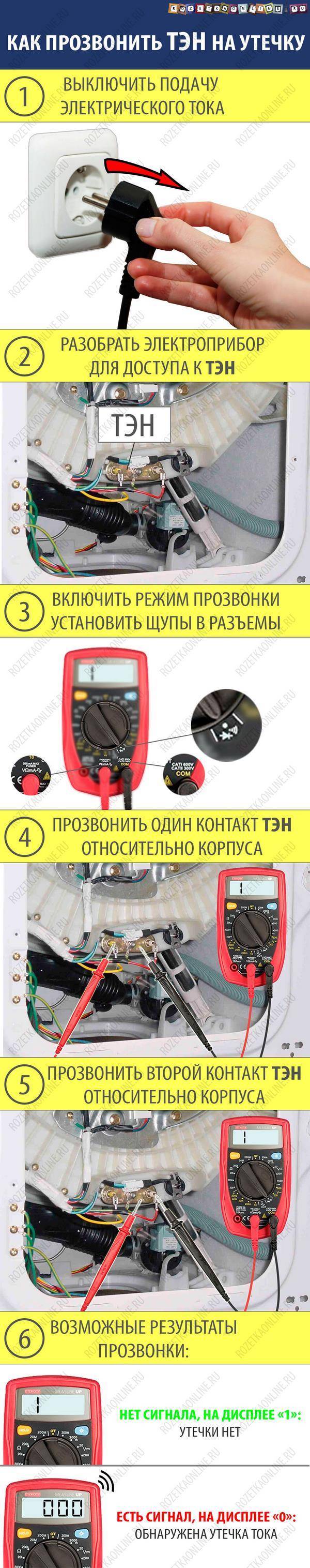 как прозвонить тэн на стиральной машине мультиметром